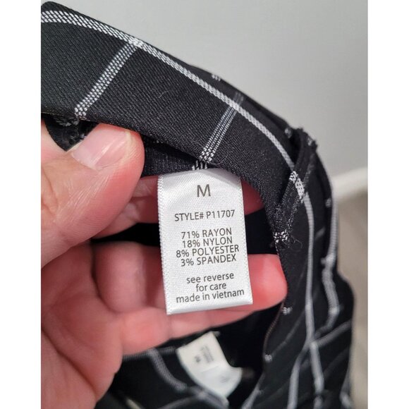 Womens Active USA Black & White Plaid Checkered Pull-on Pants Size M - Picture 4 of 13